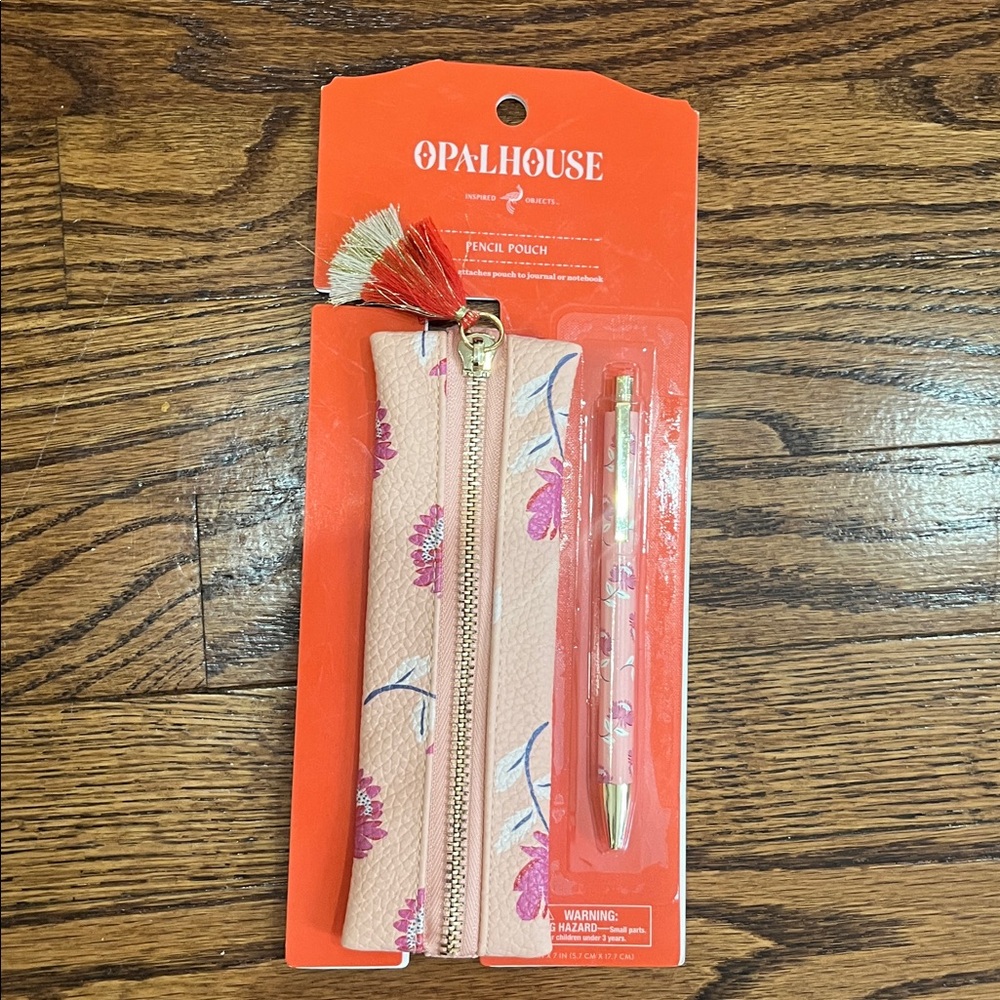 Opalhouse Pink and Red Floral Pencil Pouch with Pen